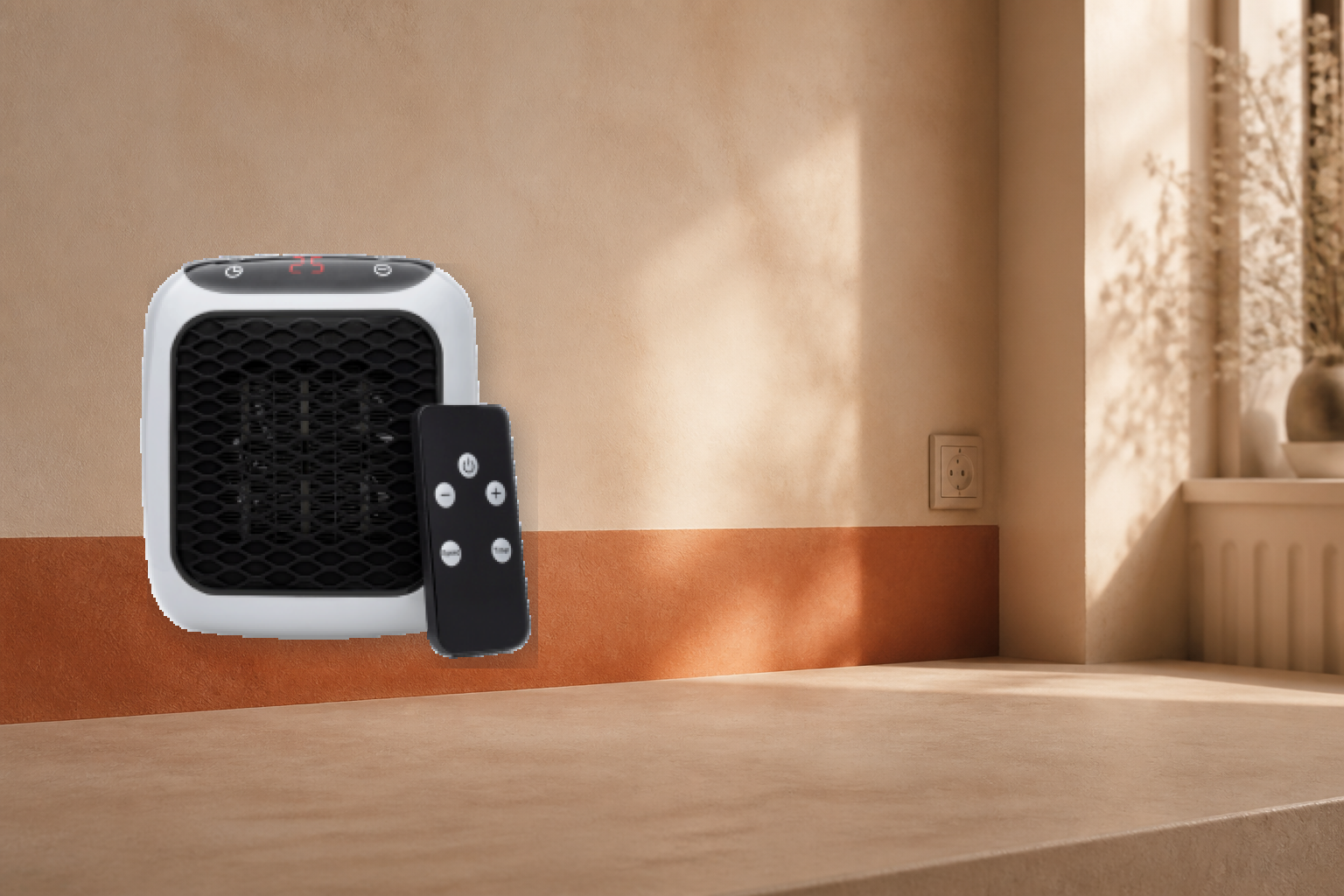 VelaWarm et sa télécommande dans une présentation produit